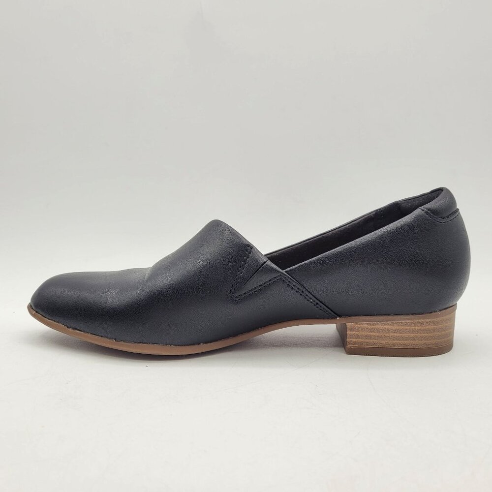 Clarks Collection Juliet Palm Women's 6 Black Faux Leather Slip On Loafers NICE - Picture 4 of 11